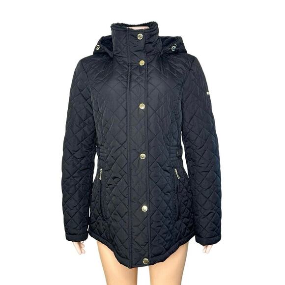 Laundry by Shelli Segal Women’s Quilted Winter Jacket With Hood Size Large Black - Picture 1 of 14